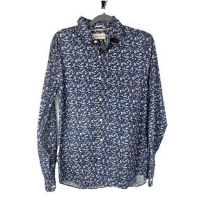 Hawker Rye Men's Slim Floral Shirt Size M Lightweight Stretchy Maximalist Modern